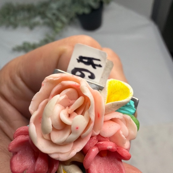 Handmade Floral Polymer Clay Ring - Picture 6 of 7